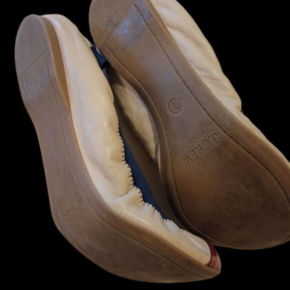 J Crew Mila Leather Cap Toe Ballet in Nude, Red, & Navy. SIZE 7 - Picture 4 of 4